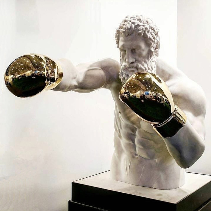 Boxing man fiberglass sculpture