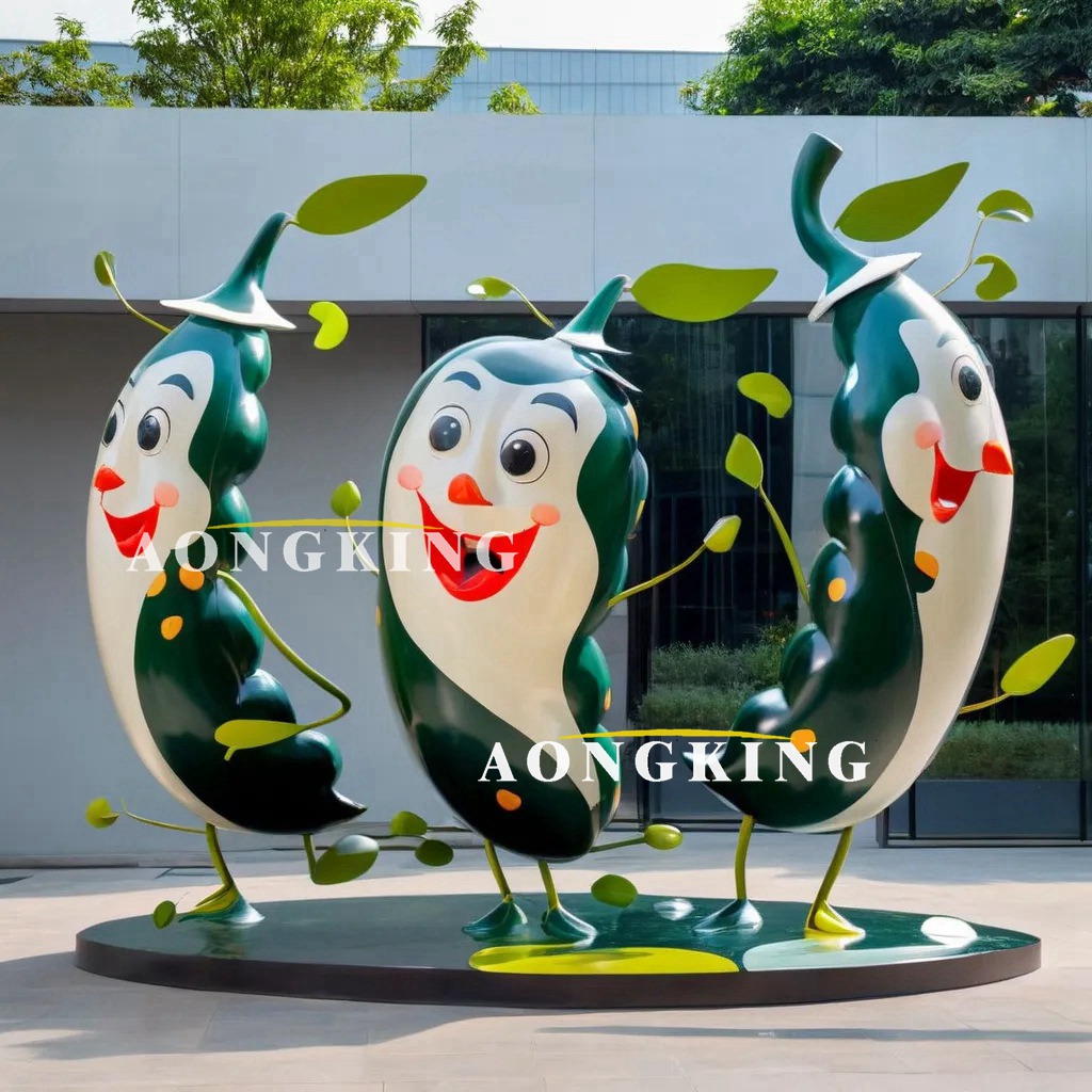 Creative vegetable Pop Idol Beans Playing Music Fiberglass sculpture art